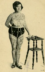 Porträt von Anni Frank, der tätowierten Dame, ca. 1910
